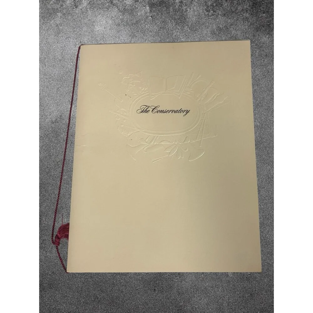 Vintage The Conservatory at Peabody Court Restaurant Menu